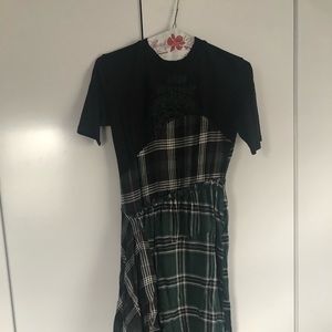 New Designual Women Dress Black Green Plaid Size M